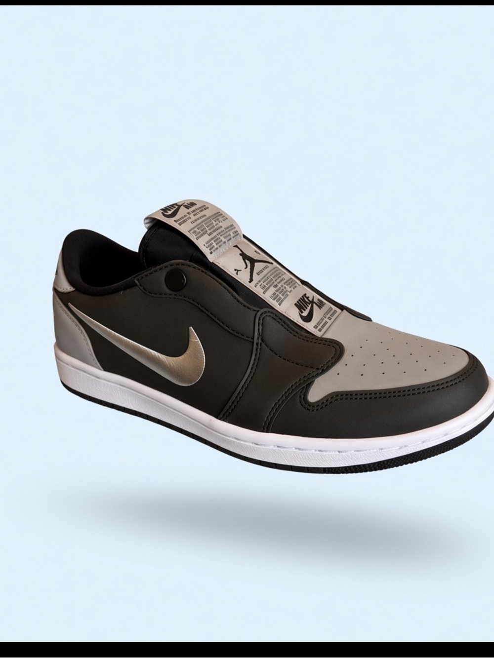 Jordan Low-Top Slip-On Sneakers - Black, Gray & Silver Swoosh-Vintage